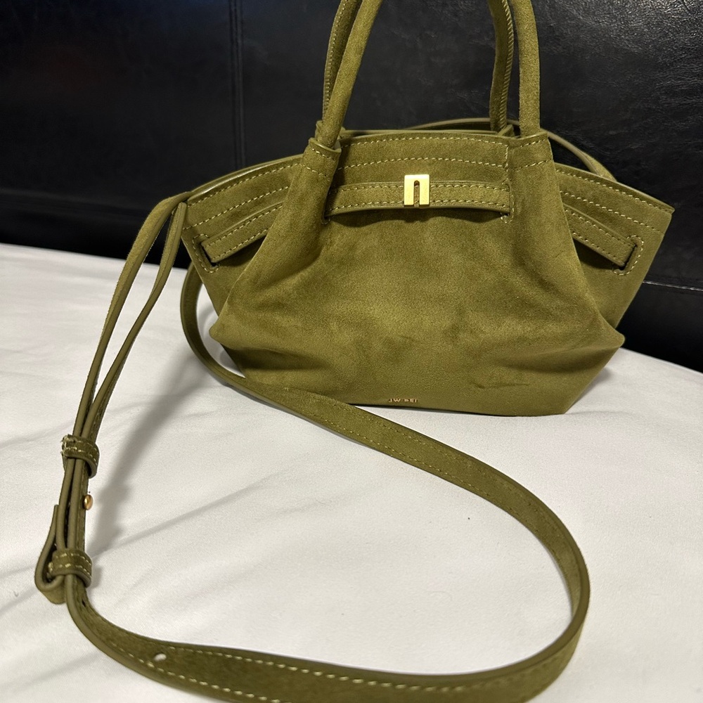 JW Pei HANA Mini Faux SuedeTote Bag - Dark Olive - Picture 6 of 9